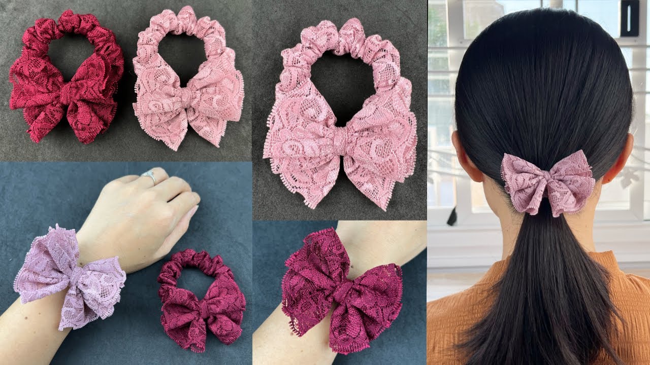 Beautiful Scrunchies How to make Lace Fabric Scrunchies Sewing Tutorial
