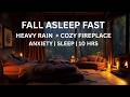 Rain Sounds for Sleep | Cozy Bedroom Fireplace Ambience Dark Screen 10 Hours