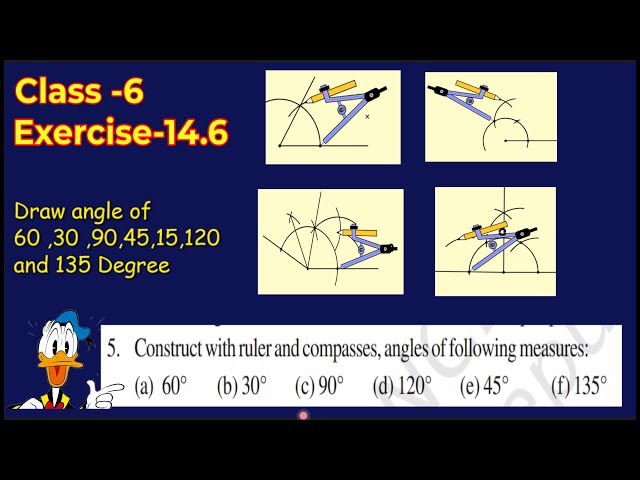 Construct with ruler and compasses, angles of following measures: (a) 60°  (b) 30° (c) 90° (d) 120° (e) 45° (f) 135°