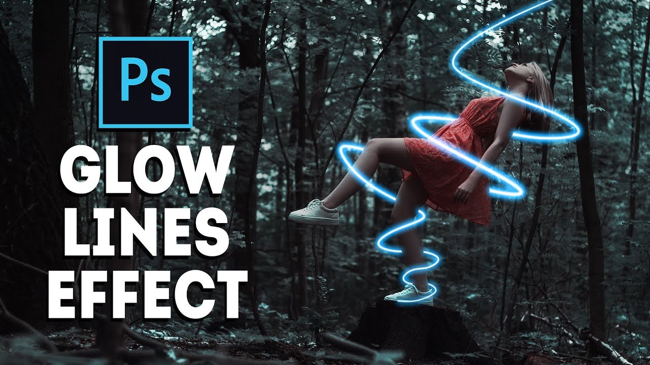 Neon Glow  Lines Effect around  Person Photoshop Tutorial 