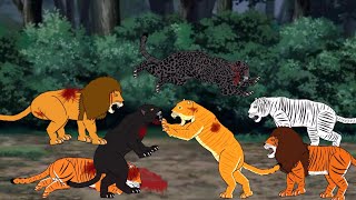 Big Cats, Gorilla, Albino Gorilla, Hunters, Tiger, White Tiger, Lion, Liger, Tigon - DC2 Animation