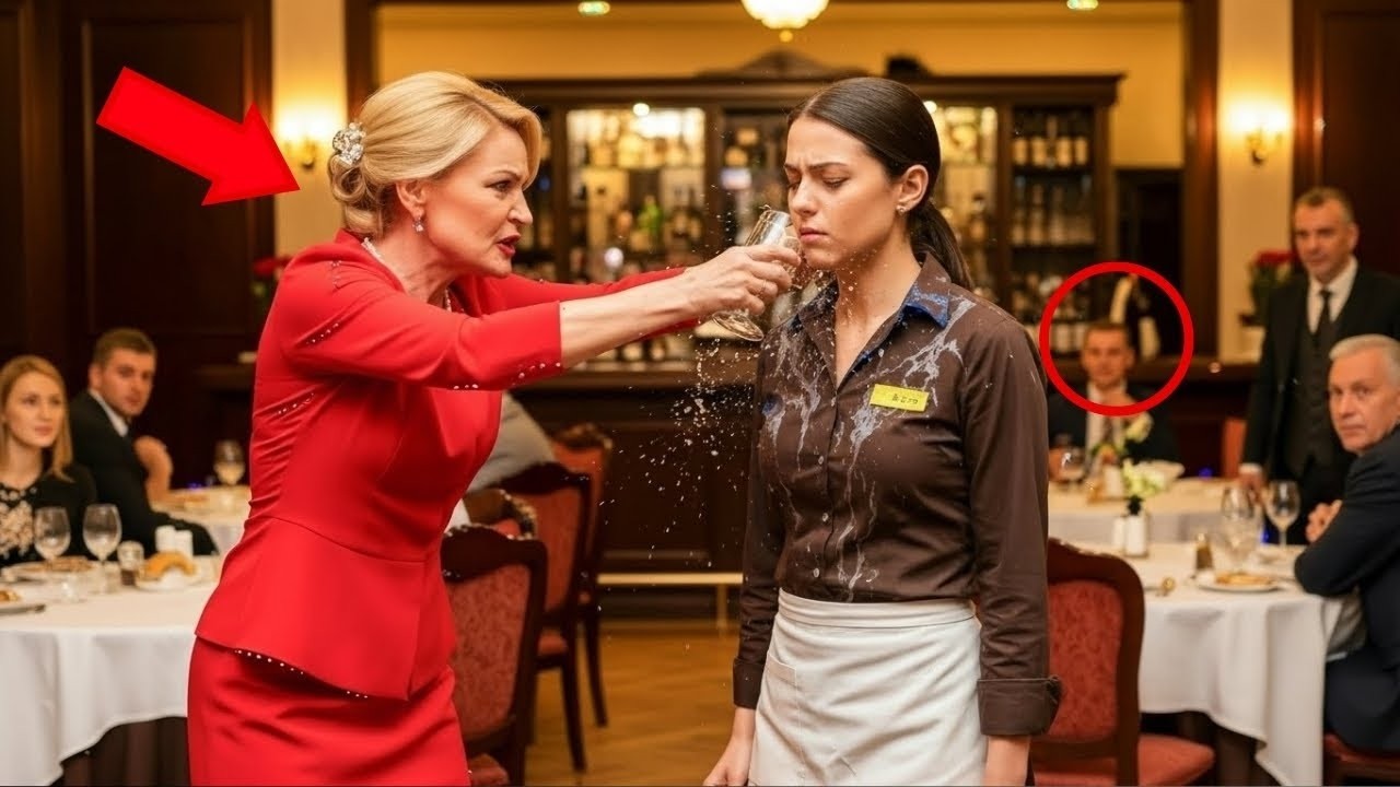 La prometida de un millonario le lanza agua a una camarera y se congela al ver al dueño del restaura