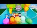 アンパンマンとバスボールで遊ぼう！だだんだんの口から水が出るおもちゃで遊んだよ！