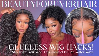 NO SLIP WIG| GLUELESS WIG HACKS! YOU NEED THIS COMFORT FIT CAP WATER WAVE |BEAUTYFOREVERHAIR|