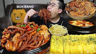 ASMR MUKBANGㅣSpicy stir-fried small octopus & Egg Roll & Kimchi StewㅣEATING SHOW