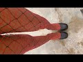 Pantyhose Layering | Red Fishnets + Black Fishnets