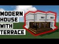 How to build a Easy Modern house with Terrace in minecraft tutorial [ Girl builder # 15 ]