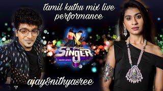 Tamil Kuthu Song mix nithyasree &Ajay krishna live performance @tonyrock406