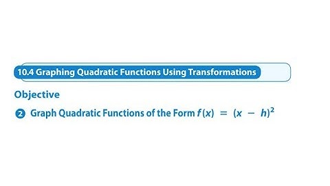 10.4 Graphing Quadratic Functions Using Transformations Objective 2