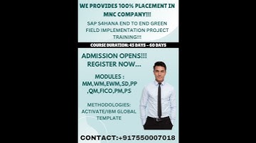 SAP S4HANA END TO END GREEN FIELD IMPLEMENTATION PROJECT TRAINING WITH 100% PLACEMENT ASSIST