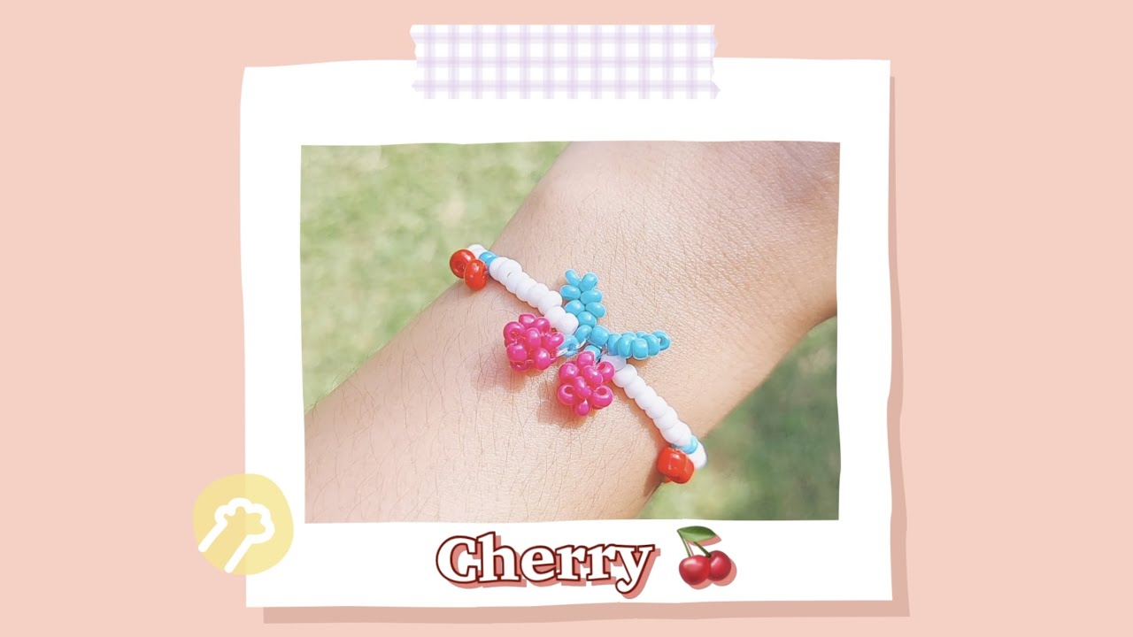 วิธีร้อยกำไลลูกปัดเชอร์รี่ง่ายๆ สไตล์เกาหลี🍒: How to Make Cherry Beaded Bracelet Jewelry (Easy DIY)