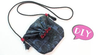 DIY Drawstrings Crossbody Bag 巾着袋の斜めがけバッグの作り方