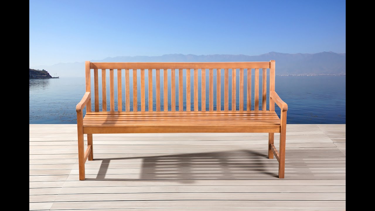 Beliani holz gartenbank holzbank parkbank sitzbank 165 cm ...