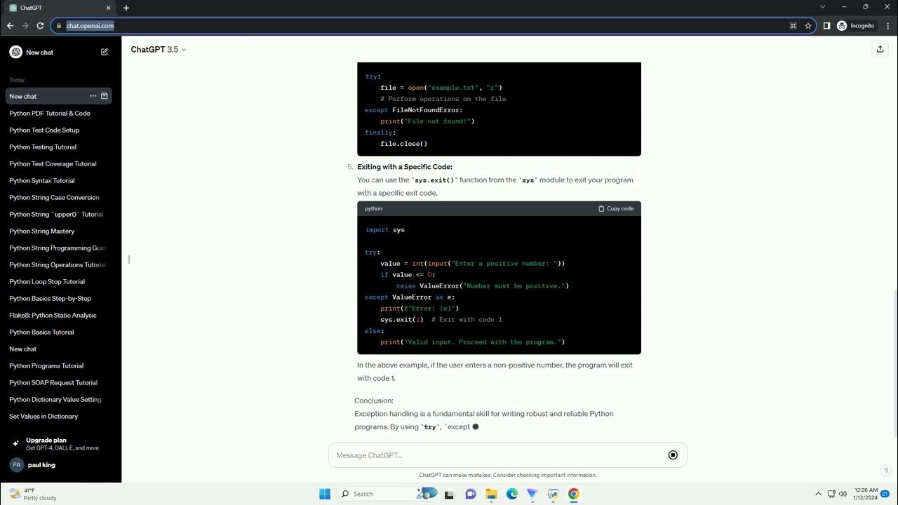 python throw exception and exit - YouTube