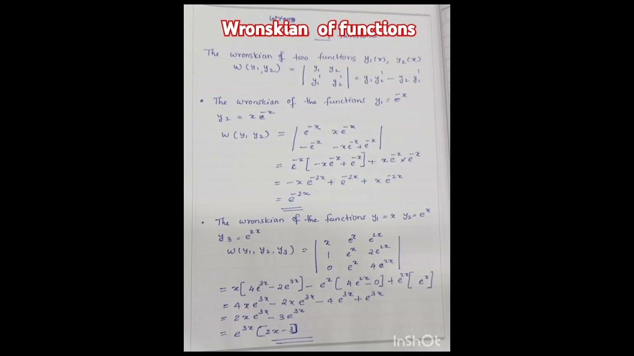 Wronskian of functions - YouTube