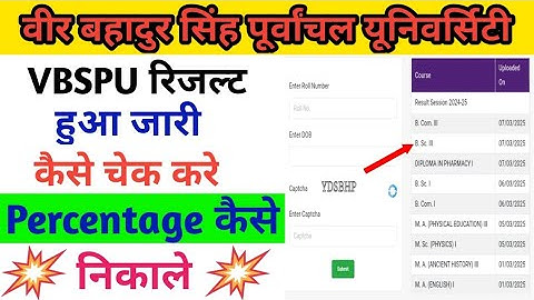 Vbspu Result 2025||Vbspu Result 2025 Kaise dekhe||Percentage Kaise Nikale||