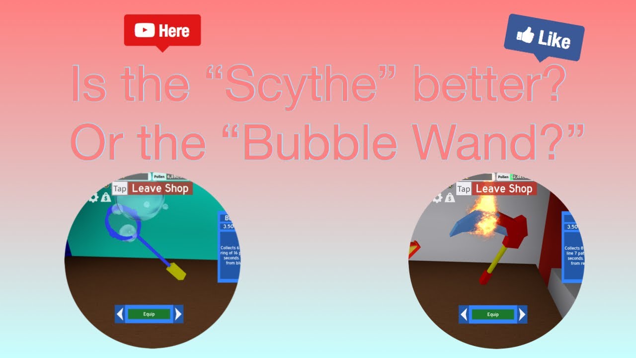 Is The Scythe Better Or The Bubble Wand Bee Swarm Simulator Youtube - roblox bee swarm simulator scythe vs bubble wand