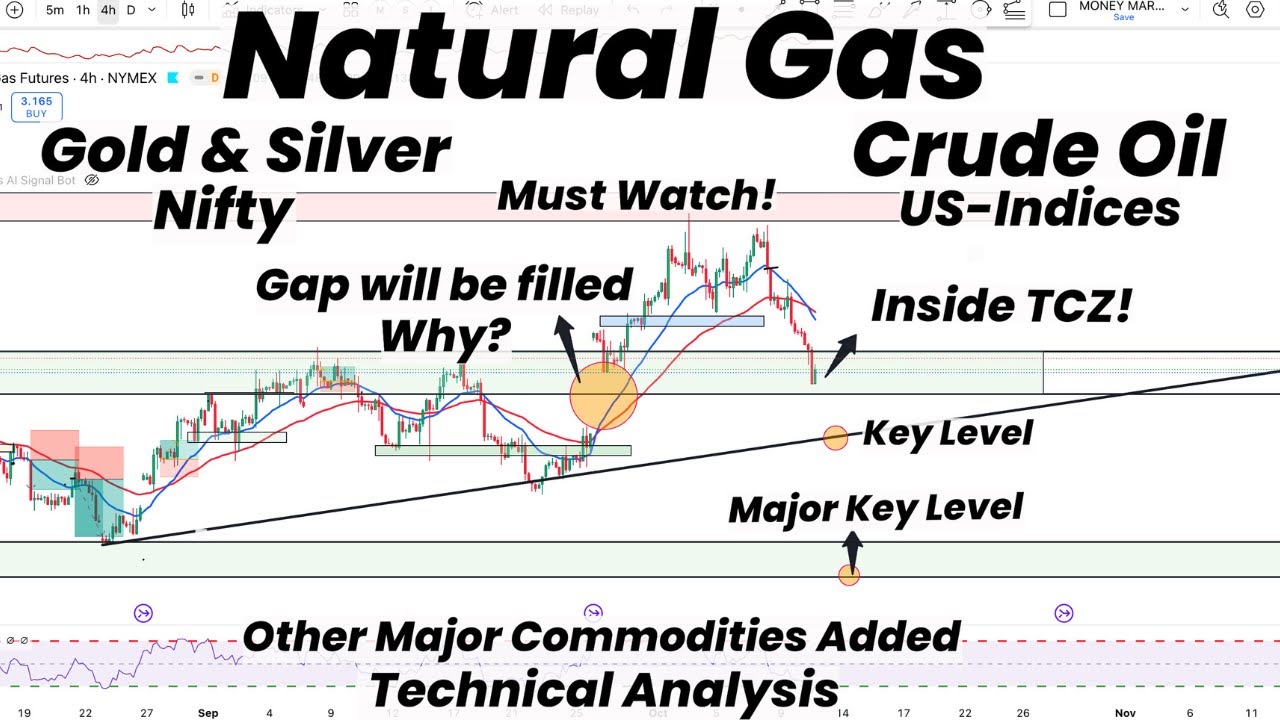 Natural Gas Gap Fill ? | Major Key Levels| TCZ Area | Gold | Silver ...