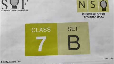 SOF NSO 2025-26 SET B Question paper SOF Seience Olympiad l #nso2025 #sof #scienceolympiad #question