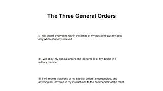 The Three General Orders