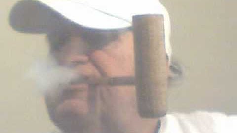 My Dream Corn Cob Pipe Tobaccos, Smoking, with White Hat; and White T-Shirt.