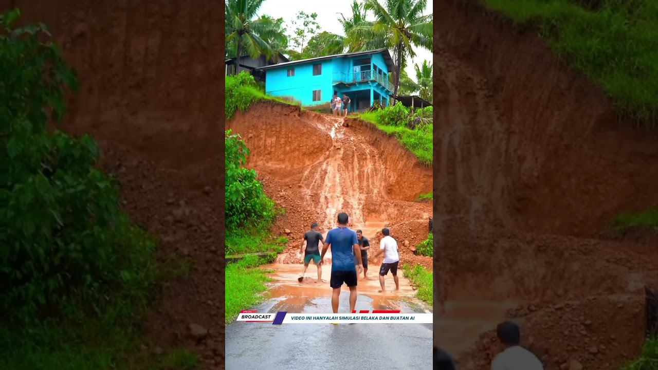Menegangkan!!! rumah warga tanah longsor 