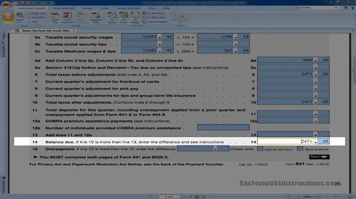 Tax Form 941 - Line 14 Balance Due - Video