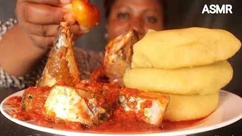 ASMR MACKEREL FISH PEPPER SOUP + GARRI FUFU (MUKBANG EATING SOUND) AFRICA FOOD MUKBANG