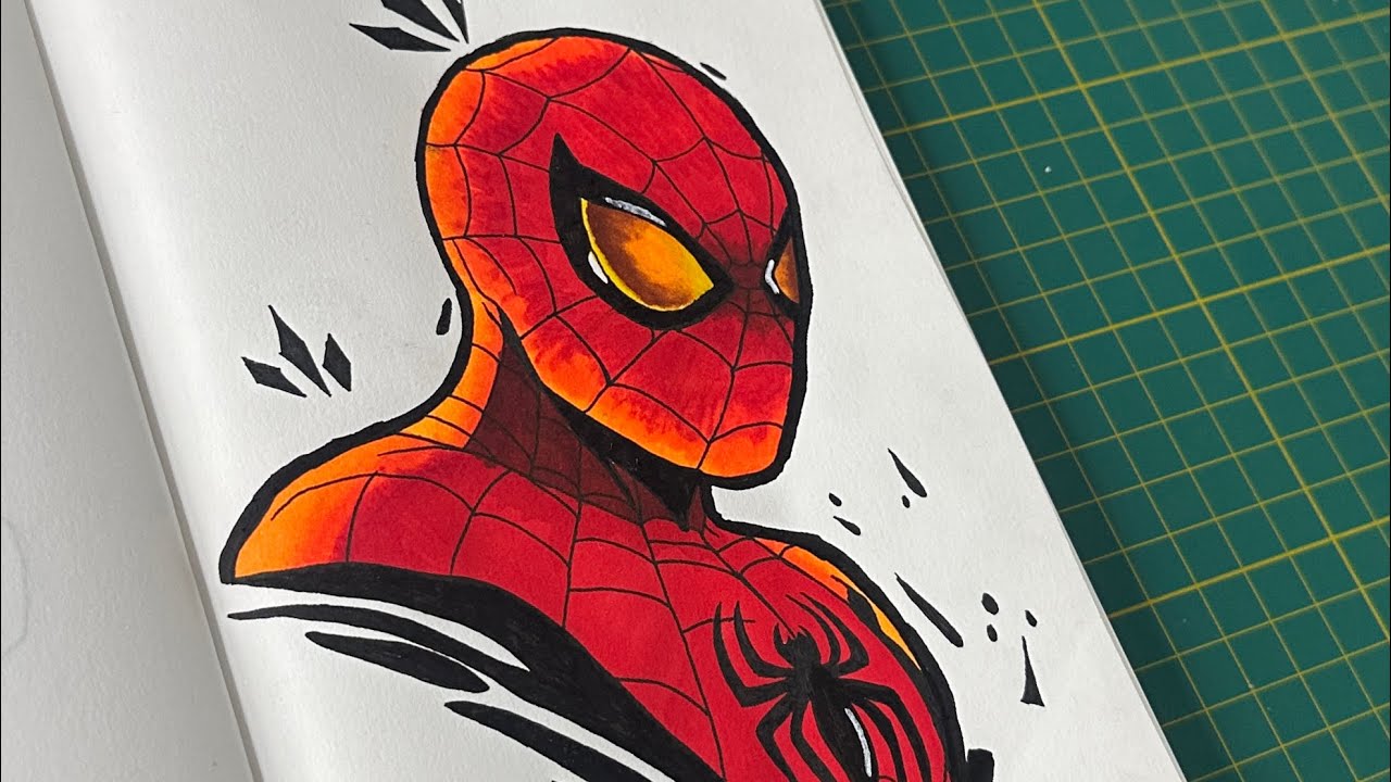 Desenhando o Spider-man com marcadores da Evoke.