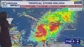 NHC: Tropical Storm Melissa expected to become a major hurricane as it moves through Caribbean