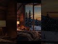 Cozy cabin bedroom relaxing piano music by the snowy mountains