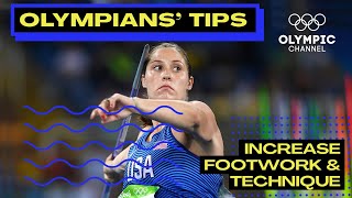 Javelin Throw Footwork and Leg Block Training ft. Kara Winger  | Olympians' Tips