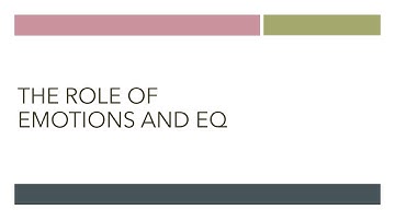 MODULE 1, PART 3 - ROLE OF EMOTIONS AND EQ