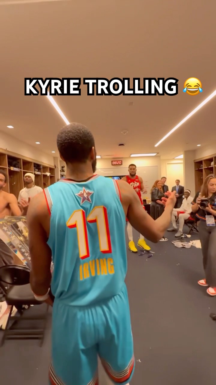 Kyrie took the trophy into Chuck’s Global Stars locker room ?