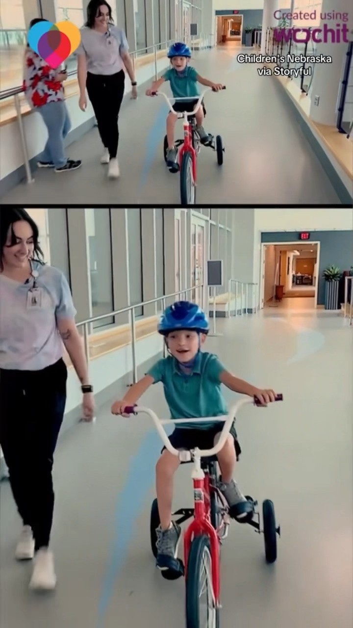 Physical therapist gifts custom bike to 7-year-old patient with rare condition #shorts