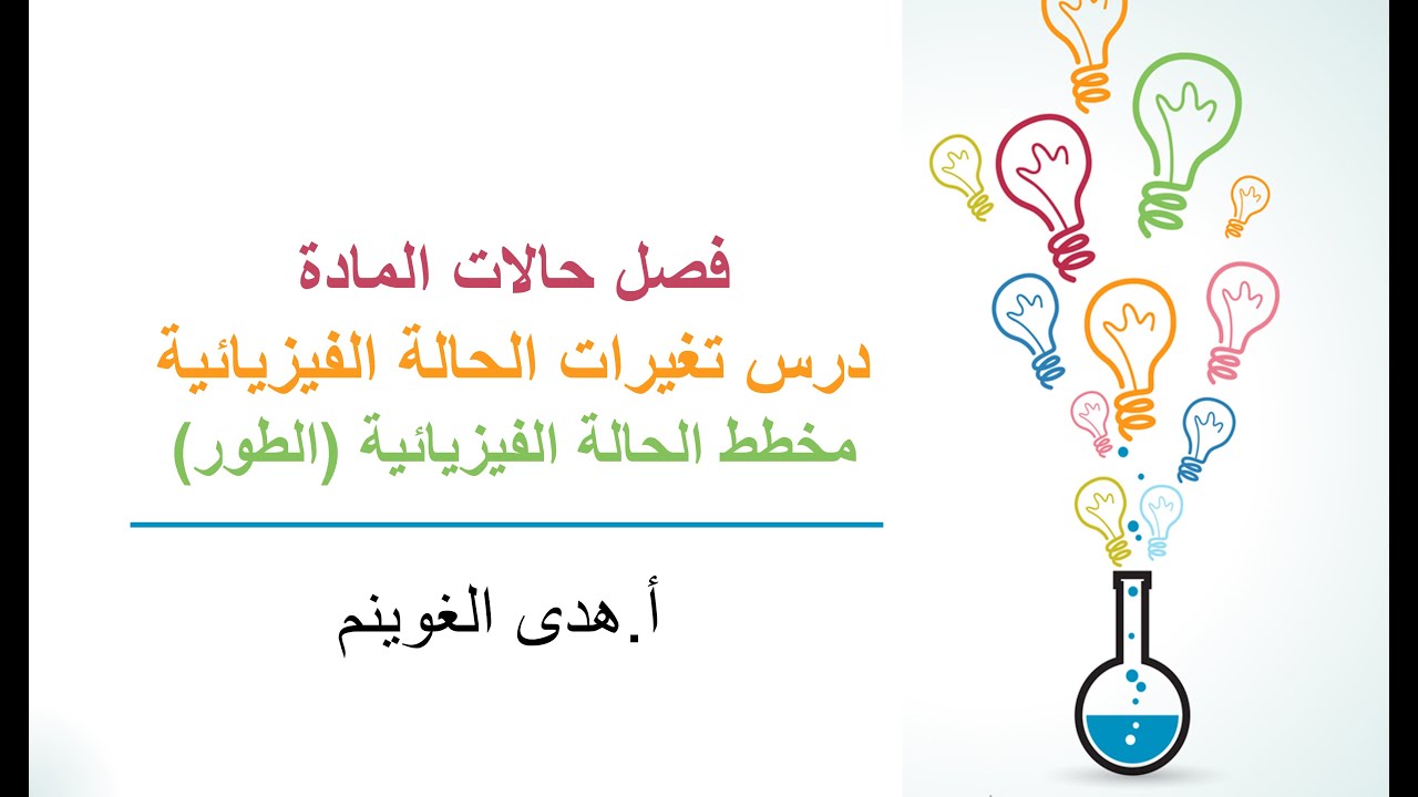أ. هدى الغوينم | تغيرات الحالة الفيزيائية - الجزء3 - مخطط الحالة الفيزيائية ( الطور )