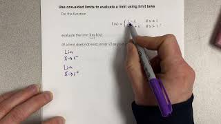 Use one-sided limits to evaluate a limit using limit laws
