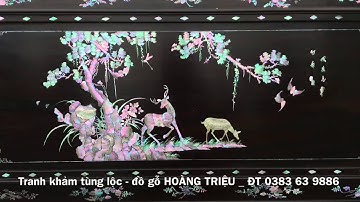 Tranh khảm ốc tùng lộc trường xuân gỗ gụ | khảm ốc đẹp Triệu Khảm Trai