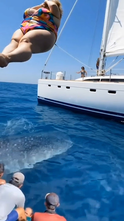 ibu gendut jatuh ke laut ada hiu tutul #shorts