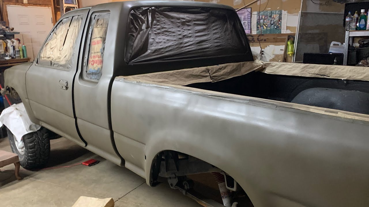 SPRAY PAINTING MY TRUCK WITH TURBO CANS! HOW MANY WILL IT TAKE? CHEAP  BUDGET 4X4 RAT ROD NEW FRAME 