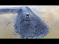 Part21!Great Road of Project to build over water using cast stone By SHANTUI &amp; 25 Ton trucks