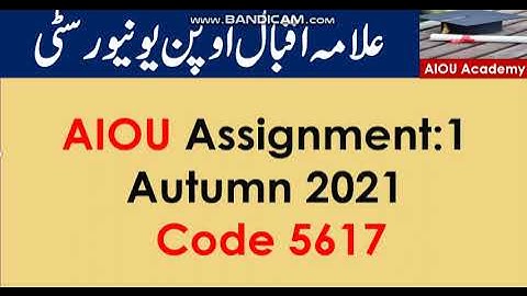 AIOU Code 5617-1 Solved Assignment No.1 Autumn 2021