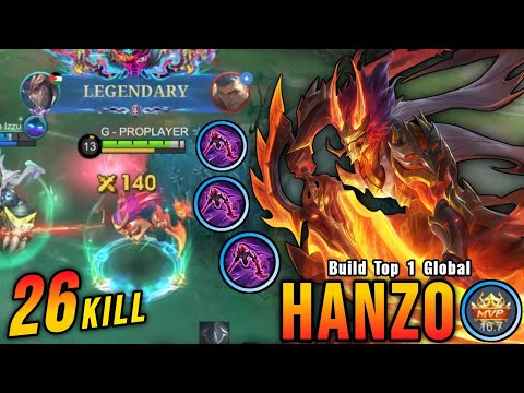 26 Kills!! Legendary Hanzo Real Monster Jungler!! - Build Top 1 Global Hanzo ~ MLBB