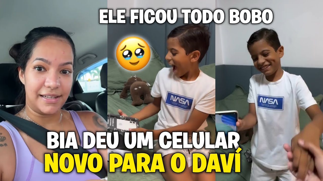 BIA CHAGAS DEU UM CELULAR NOVO PRA DAVI+ A REAÇÃO DELE 🥹