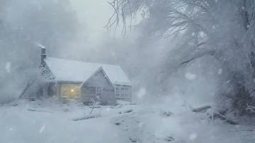 Intense Blizzard strikes a Lonely Log Cabin┇Frosty Wind Sound for Sleeping & Heavy Howling Wind