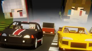 Highway Battle: Honda Civic VS Mitsubishi Eclipse (Minecraft Animation)