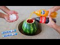 Experiment !! Watermelon, Coca Cola, Fanta and Mentos Underground
