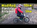 Electric Dirt Bikes, Epic Crashes, 5kw vs 10kw mini bikes!