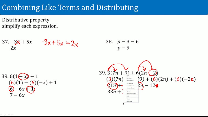 Distributive property and combining like terms worksheet answer key