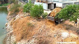 Impassive MITSUBISHI BD2P Bulldozer Pushing On Downhill Ground Into Water And Truck5TON Unloading by TV Machine Cambodia 8,333 views 1 month ago 1 hour, 7 minutes